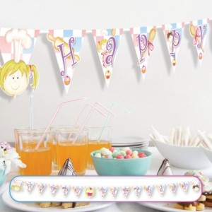 3mx16cm "Happy Birthday" yazılı bayrak banner.