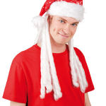 Noel Baba olmanın şartı Noel baba şapkası takmakta! Beyaz ve uzun sentetik saçlı