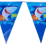 Okyanus ve deniz hayvanları temalı ip üzerinde flama bayraklardan oluşan parti afişi
