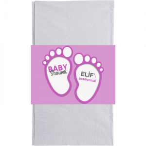 Baby shower partilerinizde kullandığınız kağıt peçetelere sarmak için 20x6cm ebatında kağıt baskı. Düz renkli kullan at kağıt peçetelerle birlikte kullanılır. Bebek temalı doğum günü partilerinizde parti sofralarının vazgeçilmez parti ürünüdür. Diğer temalı parti malzemeleri ile kombinleyebilirsiniz.