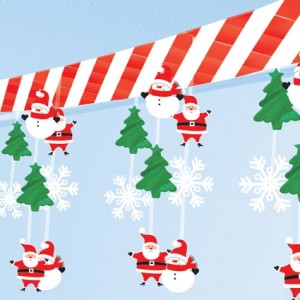 30cmx3.6m ebatlarında tavan dekoru. İki ucundan tutturularak kullanılır. Mekan süslemesi için idealdir. Bu ürünü Kardan Adam ve Noel Baba mekan dekorları ile birlikte kullanarak olağanüstü bir yeniyıl dekorasyonu yaratabilirsiniz.