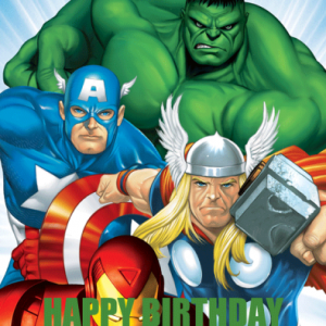 Avengers temalı doğum günü partilerinizde duvarda veya kapıda kullanabileceğiniz 50x70cm ebatında