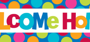 Eve Hoşgeldin (Welcome Home) yazılı kağıt banner.