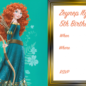 Brave Merida Kişiselleştirilebilir Davetiye 6'lı